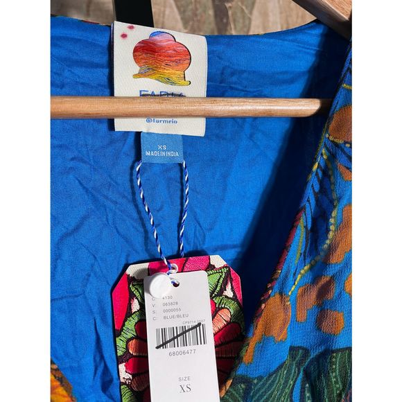 New Anthropologie x Farm Rio Puff Sleeve Maxi Dress sz XS - Picture 7 of 9